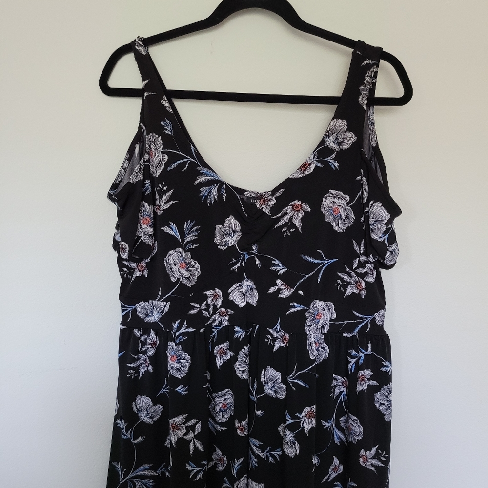 Torrid Black Foral Cold Shoulder Blouse